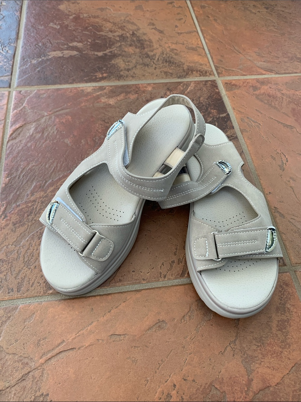 Beige Adjustable Comfort Sandals